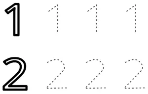 Dashed number tracing worksheet