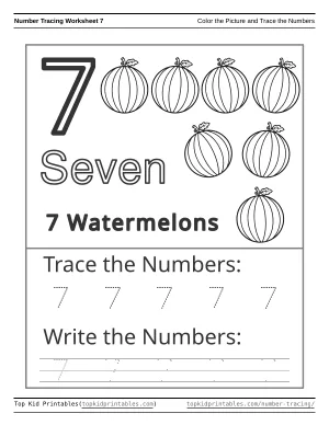 Number Tracing Worksheet 7