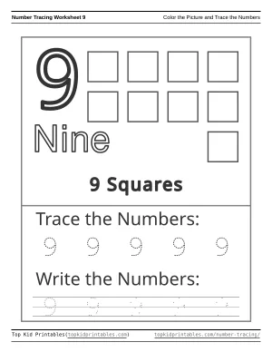 Number Tracing Worksheet 9