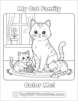 Cat and kitten coloring page