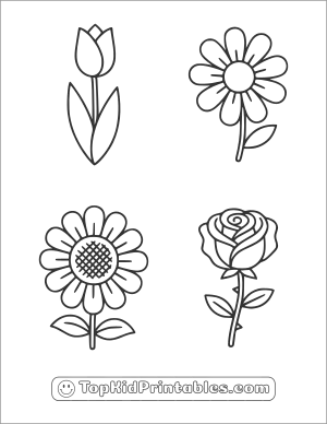 Easy Flower Coloring Book Page