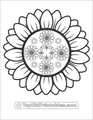 Easy Sunflower Mandala Coloring Page