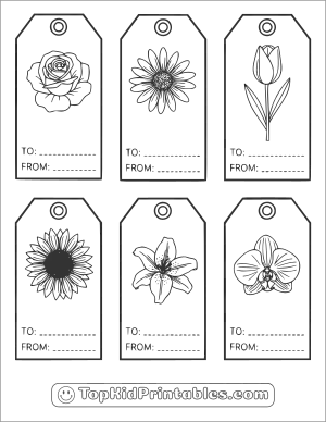 Tag Flower Coloring Book Page